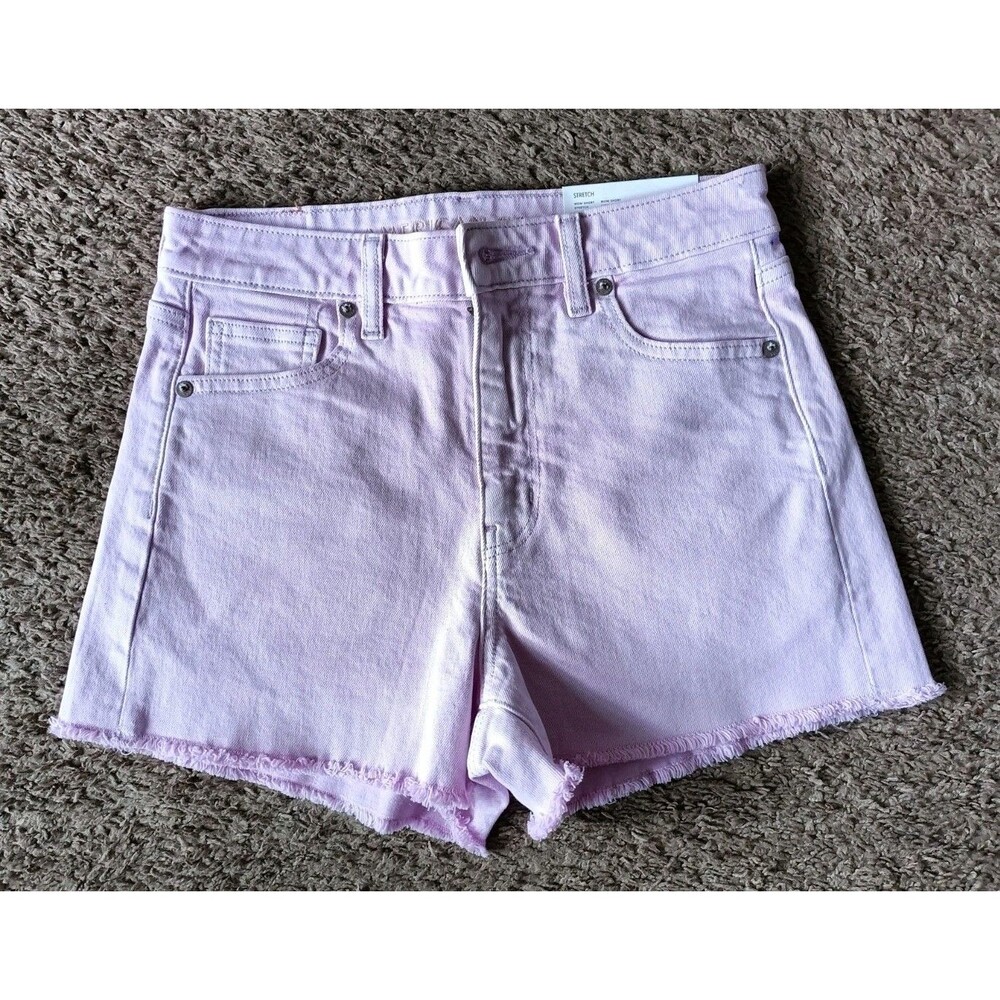 American Eagle Mom Shorts Women's Size 0 Pink Stretch Raw Hem